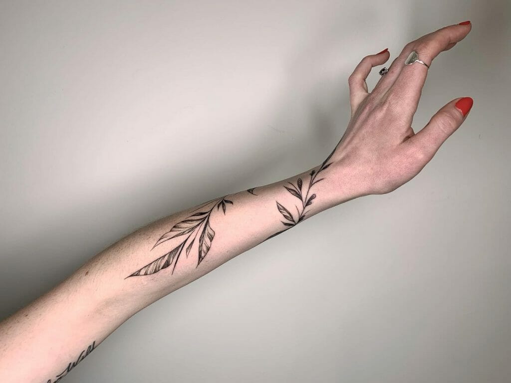 Leaf vine tattoo on wrist