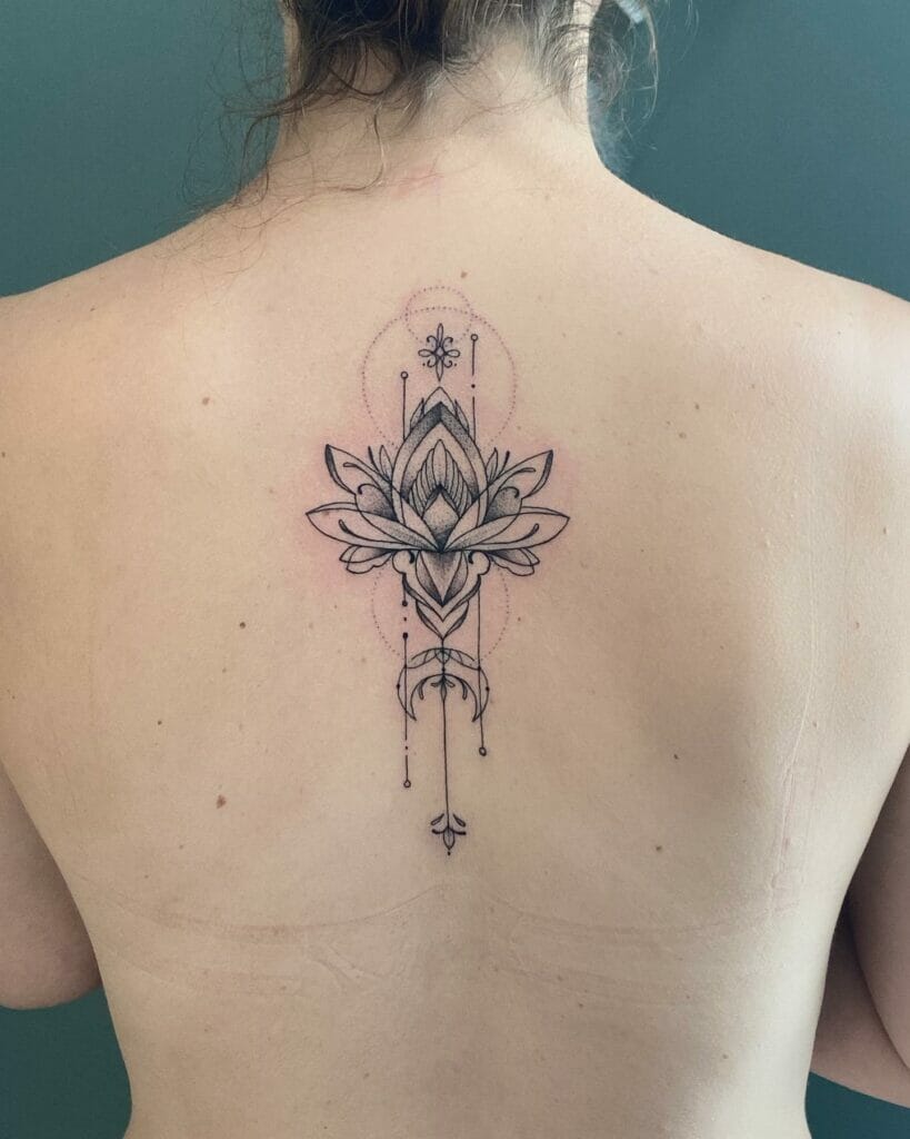 Lotus Lace Mandala Tattoo on the back