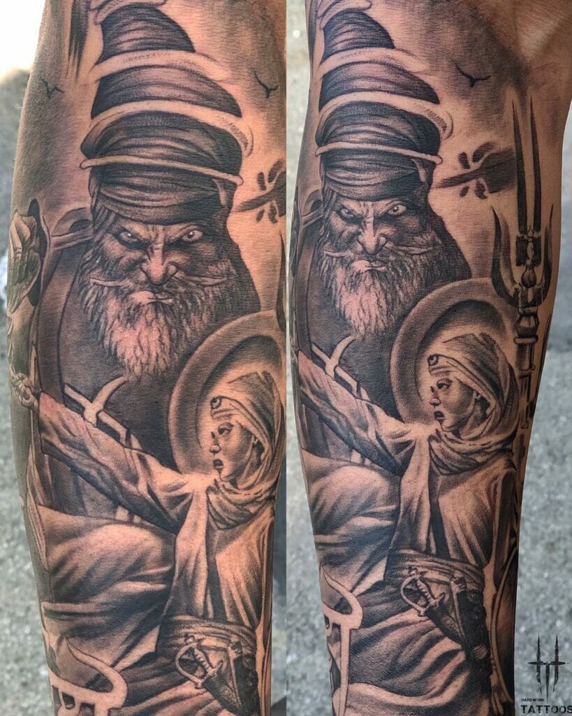 Meaningful full arm Punjabi tattoo