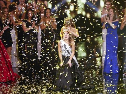 Former Miss America 2020 Camille Schrier crowns Miss Alaska Emma Broyles as the new Miss America 2022 at the 100th annual Miss America pageant at the Mohegan Sun Arena in Uncasville, CT on Thursday, December 16, 2021. Miss America 2021, Uncasville, Connecticut , United States – December 16, 2021