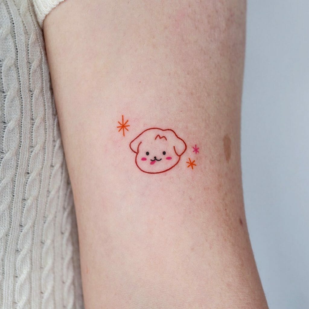 Monochrome dog outline tattoo