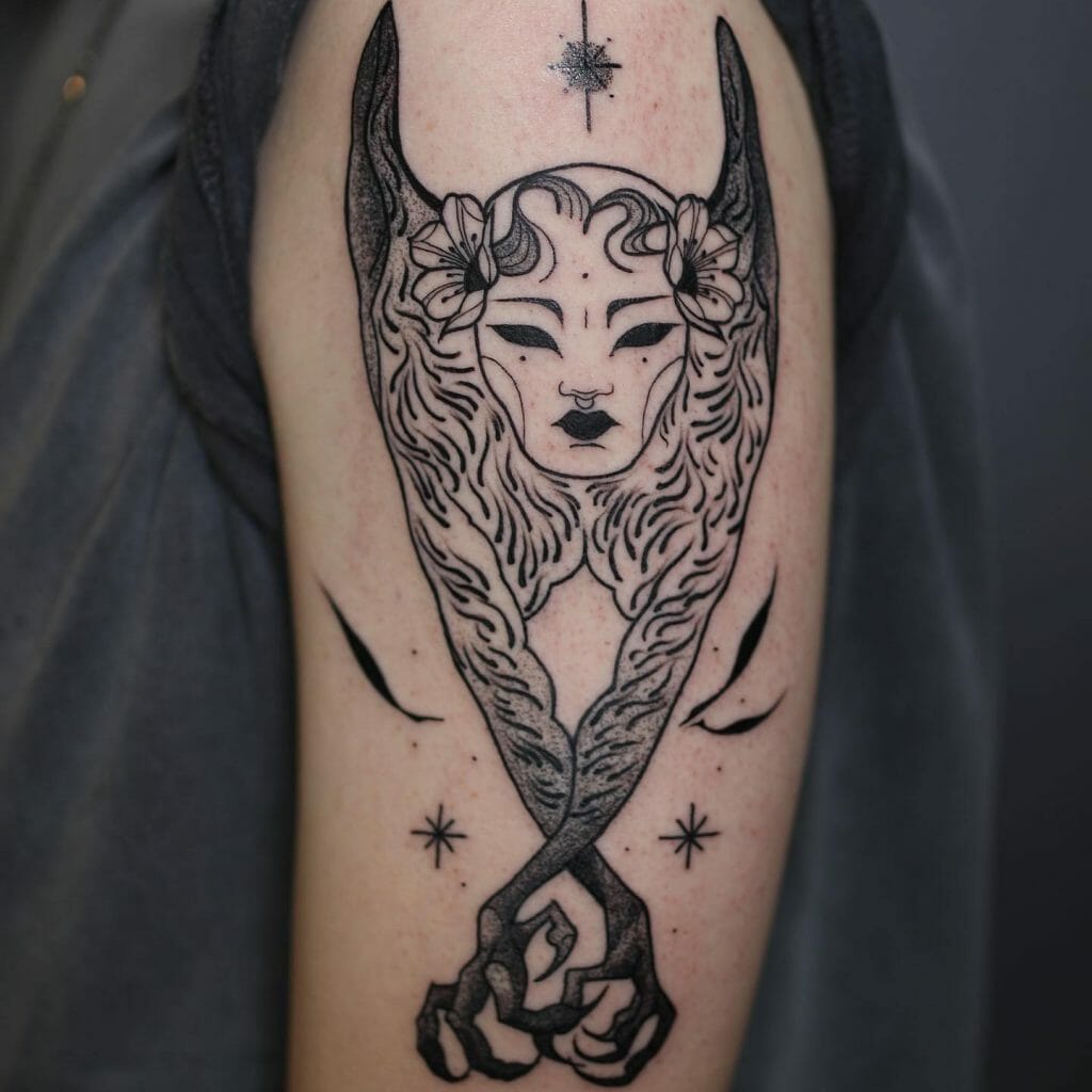 Neo-traditional witch tattoo