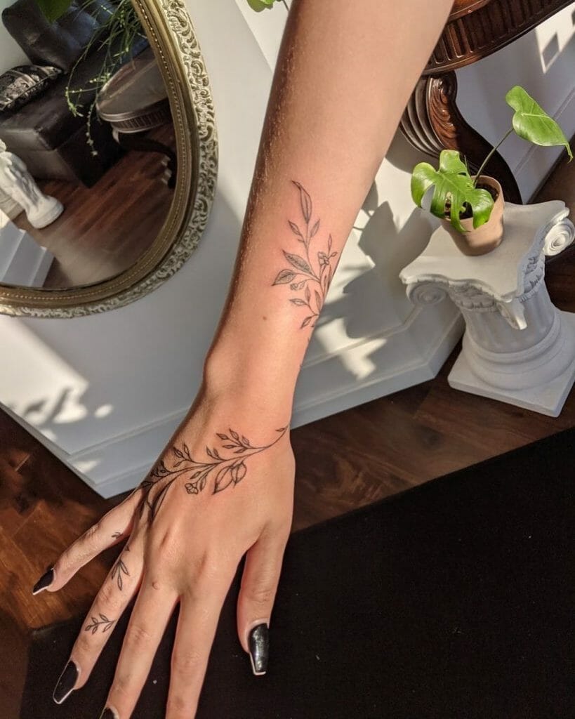 Outlined Vine Tattoo Designs