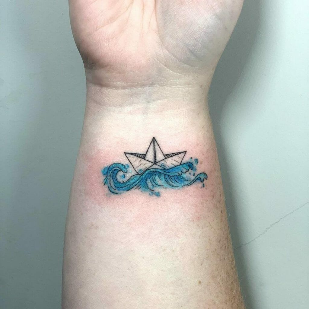 Paper Sailing Boat Tattoo