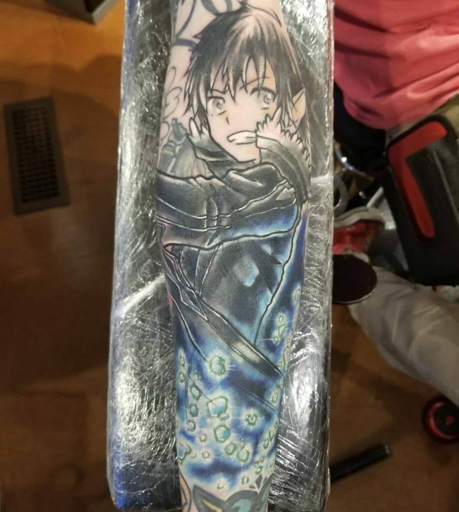 Partially Colored Sword Art Online Kirito Tattoo