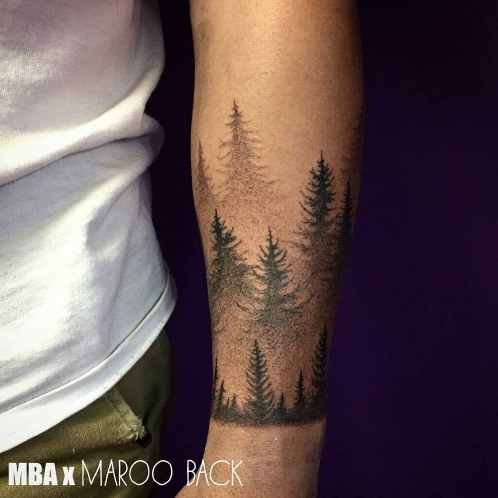 Pine Forest Half Sleeve Tattoo