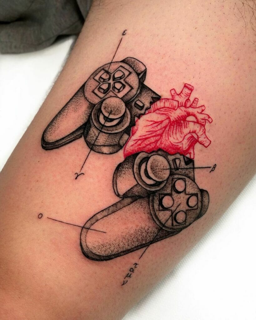Playstation-Controller-Tattoo mit Herz