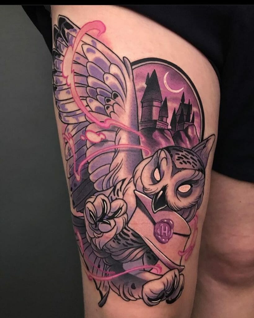 Pop culture inspired barn owl tattoo for girls and boys