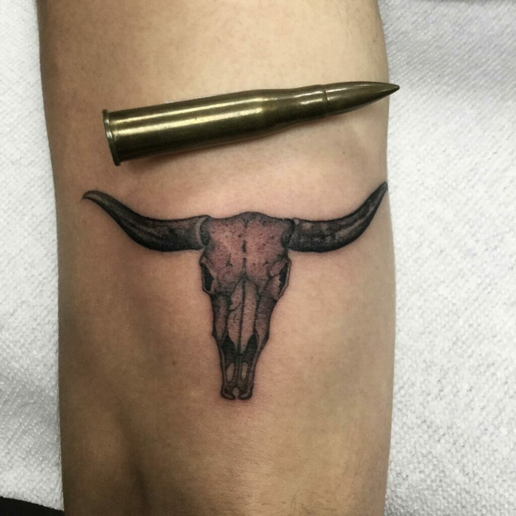 Realistic Bull Skull Tattoo