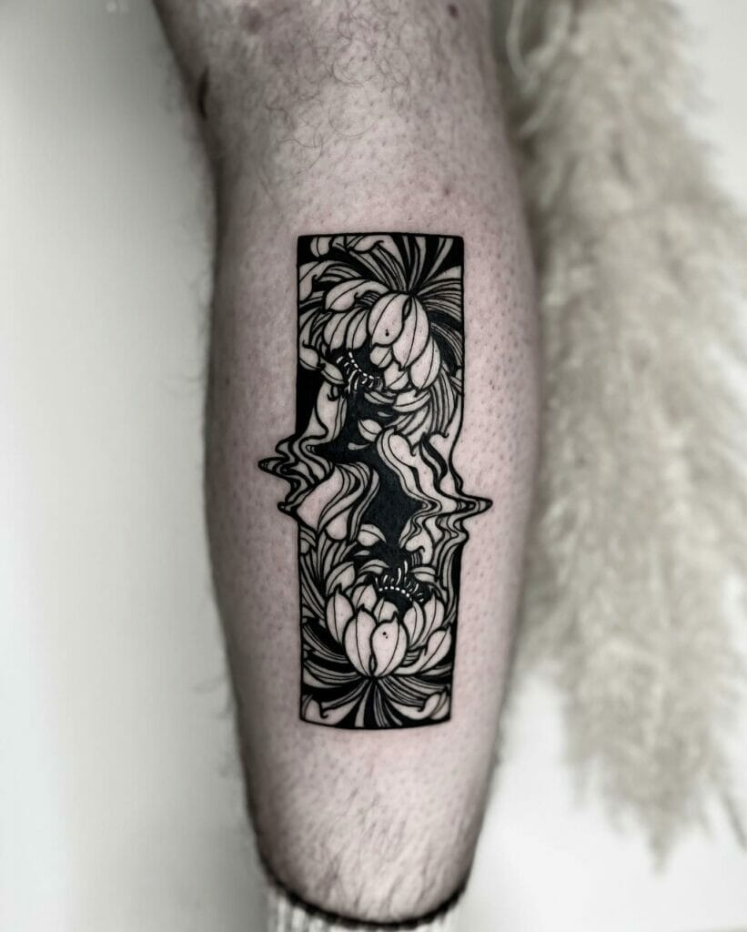 Surrealistic double chrysanthemum tattoo