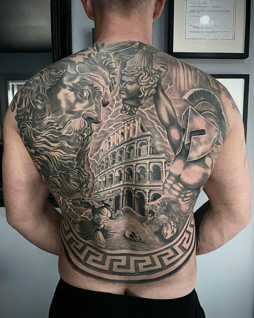 A gladiator's back tattoo