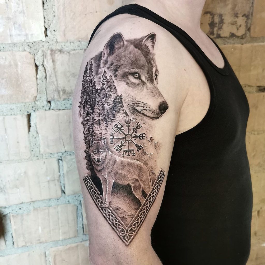 Das keltische Einsamer-Wolf-Tattoo