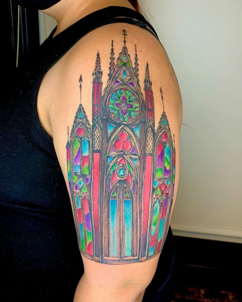 The dazzling stained glass window tattoo