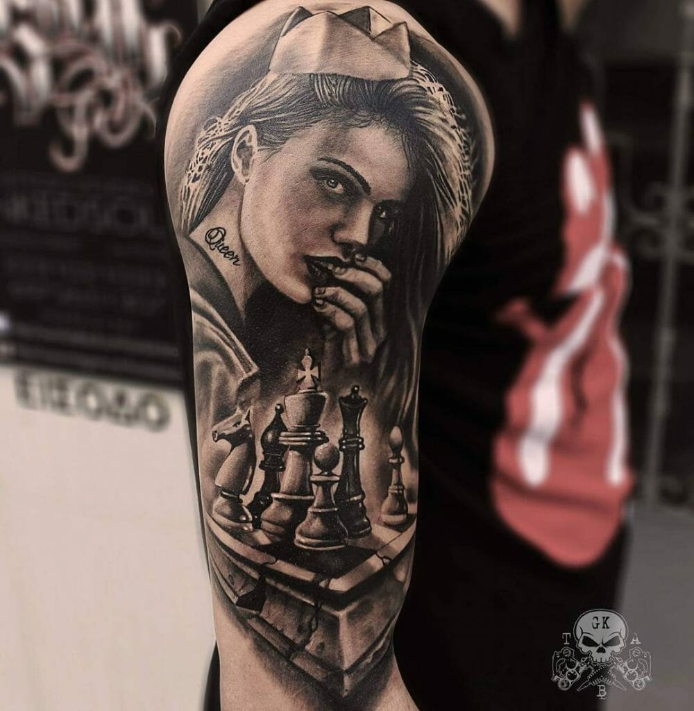   The realistic queen piece tattoo