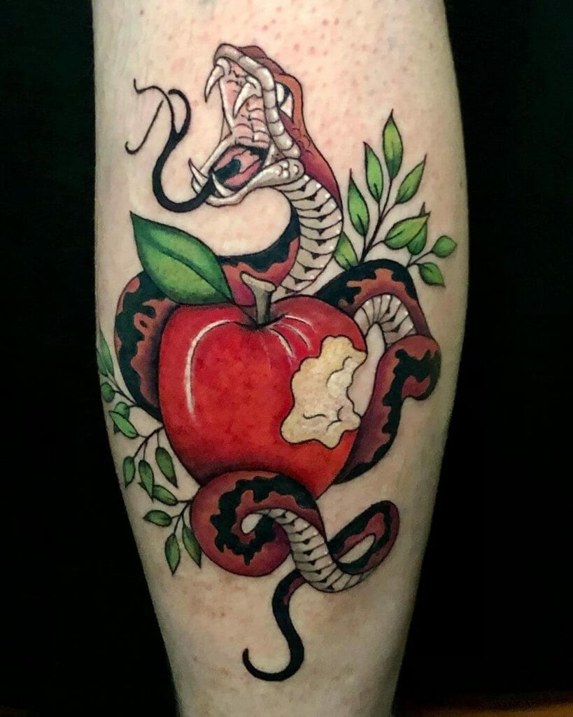 The satanic snake and apple tattoo