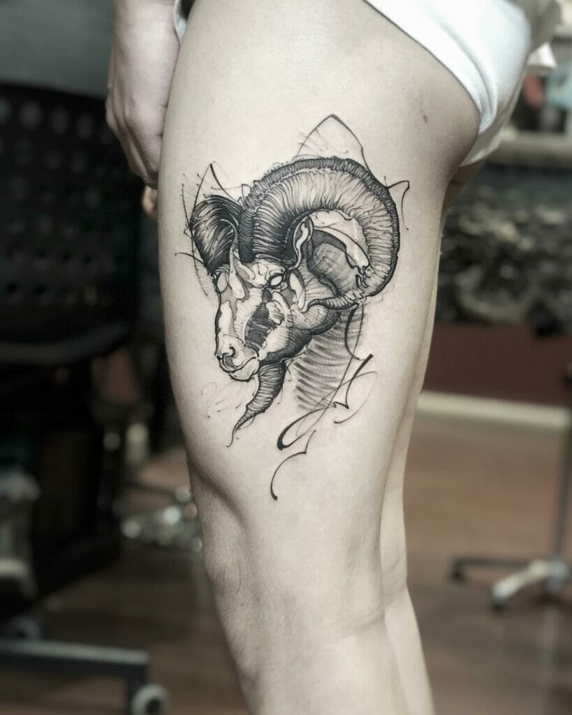 The Side Eye Abstract Ram Tattoo