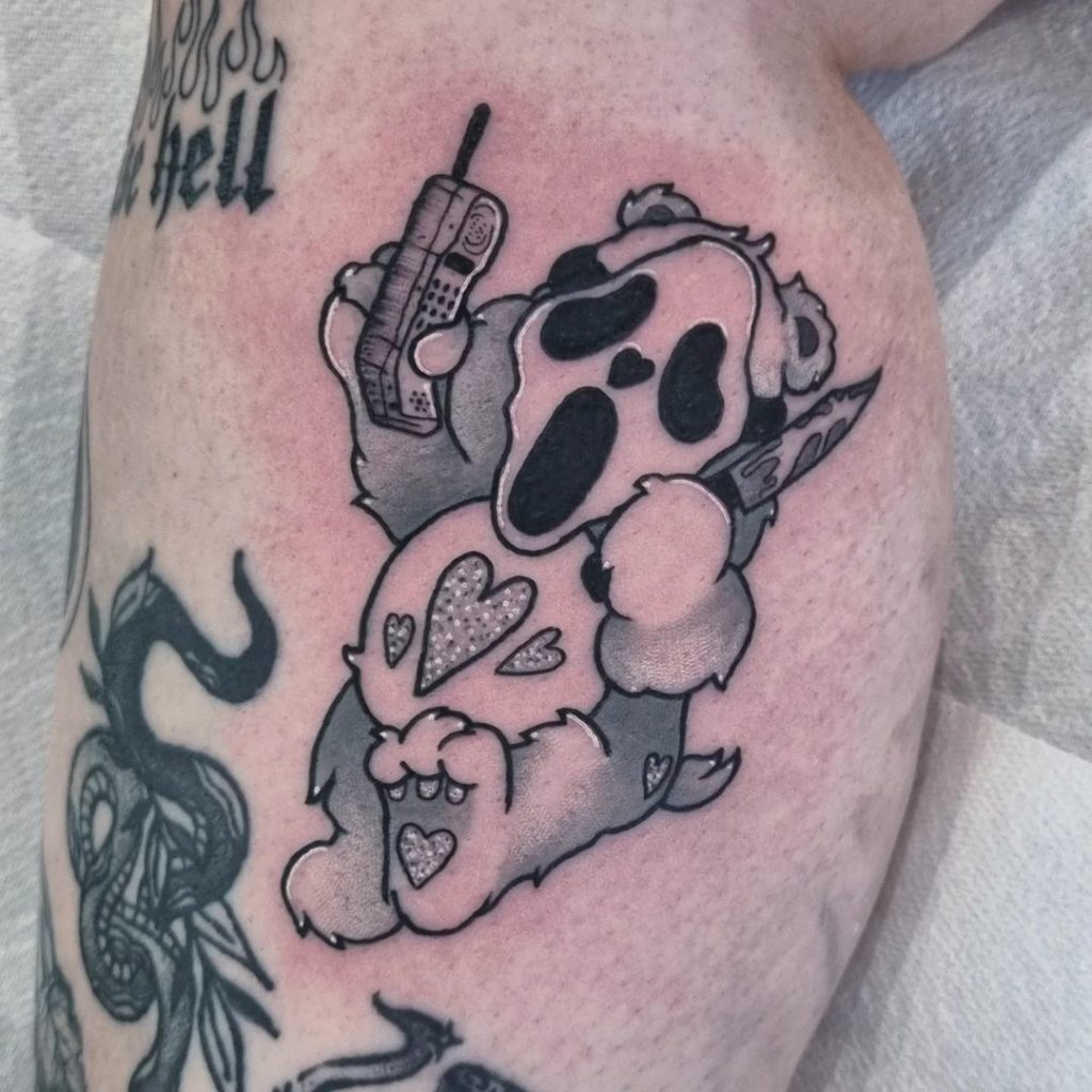 The creepy Care Bear Tattoo for 'Scream' fans