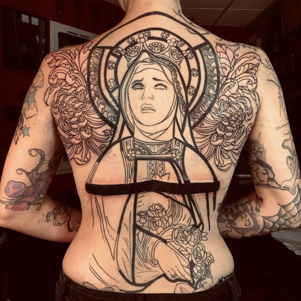 The stained glass outline tattoo