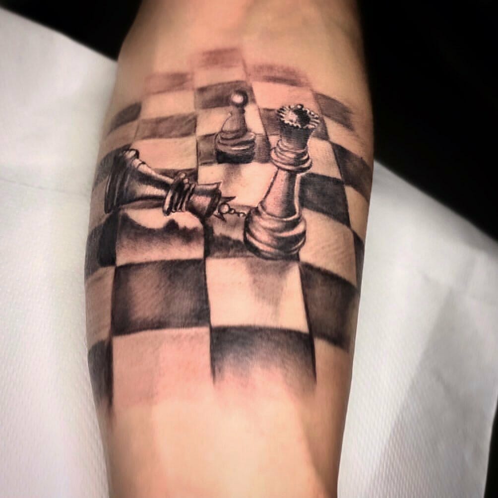 Three chess tattoos in a frame