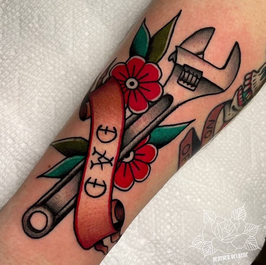 Traditional wrench tattoo