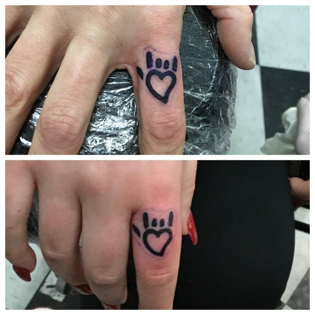 Einzigartige Herz-Finger-Tattoos