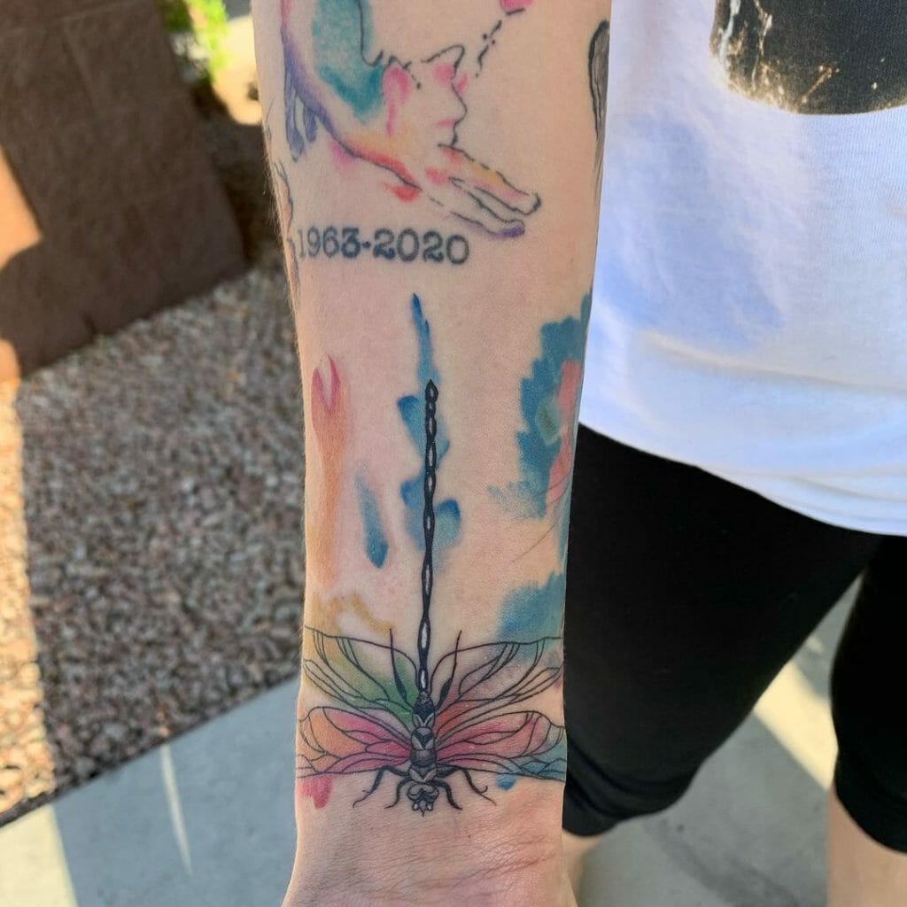 Watercolor Dragon Fly Tattoo