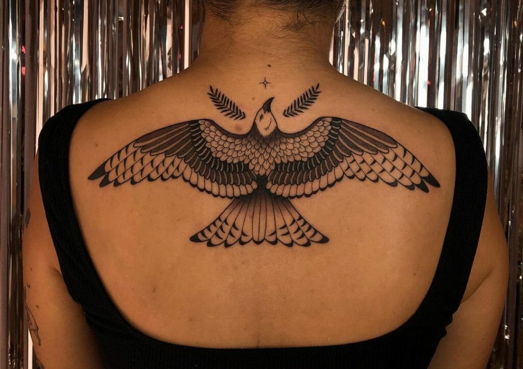 Wings Spread Hawk Tattoo Design
