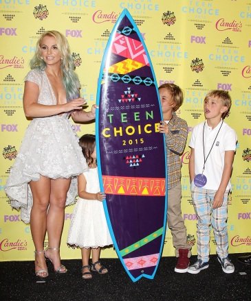 Britney Spears, Jayden James Federline, Sean Federline and niece Lexie Teen Choice Awards, Press Room, Los Angeles, America - August 16, 2015