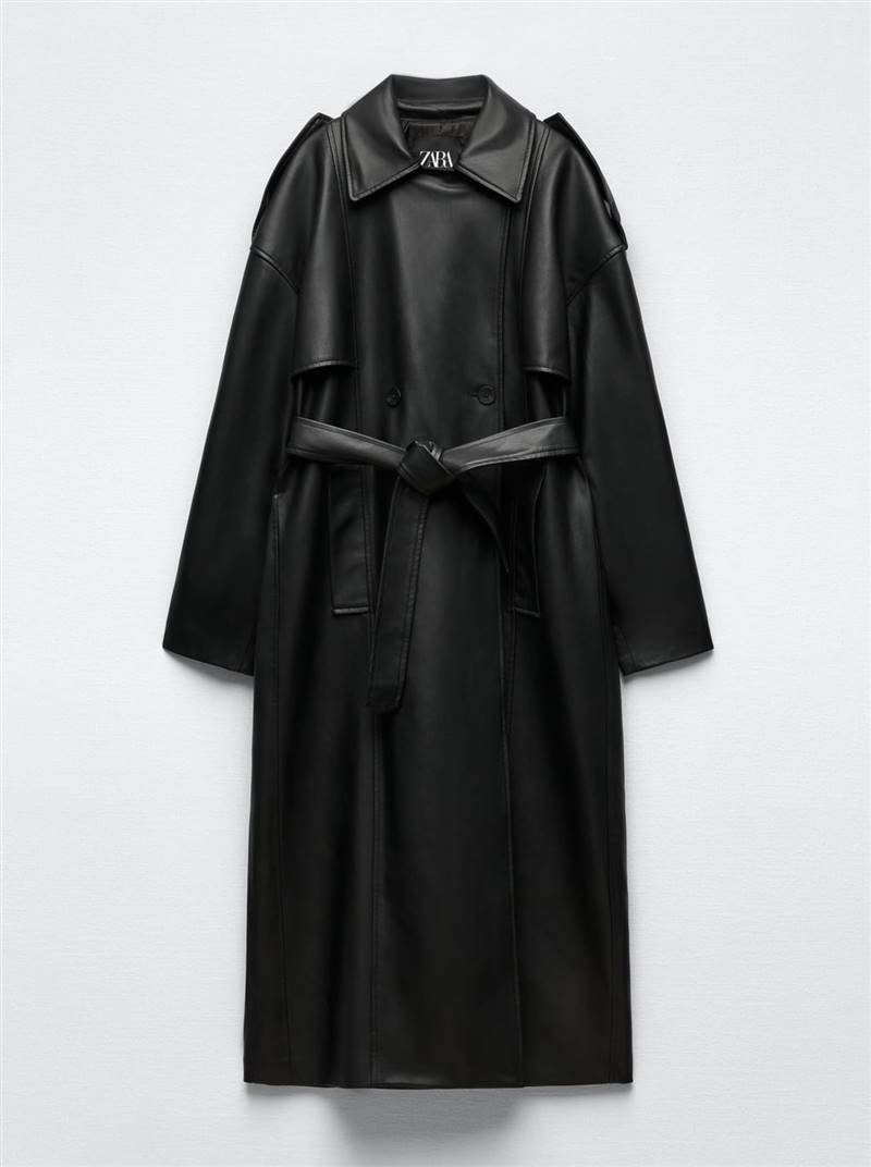 Zara faux leather trench coat