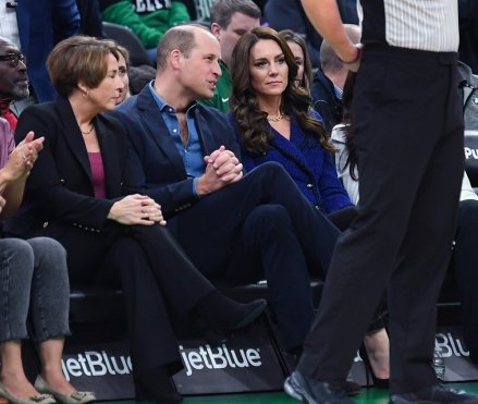 William, Prince of Wales and Catherine, Princess of Wales attend the Boston Celtics vs. Miami Heat game at TD Garden.  Image: Maura Healy, Prince William, Kate Middleton Ref: SPL5506924 011222 NOT EXCLUSIVE Image from: SplashNews.com Splash News and Pictures USA: +1 310-525-5808 London: +44 (0)20 8126 1009 Berlin: +49 175 3764 166 photodesk@splashnews.com World Rights