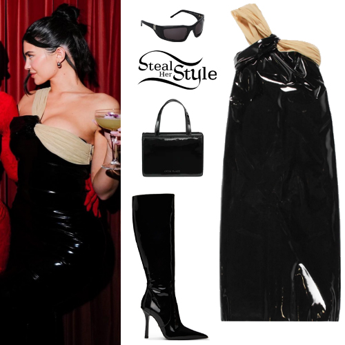 Kylie Jenner: Black Patent Leather Dress and Boots

+2023