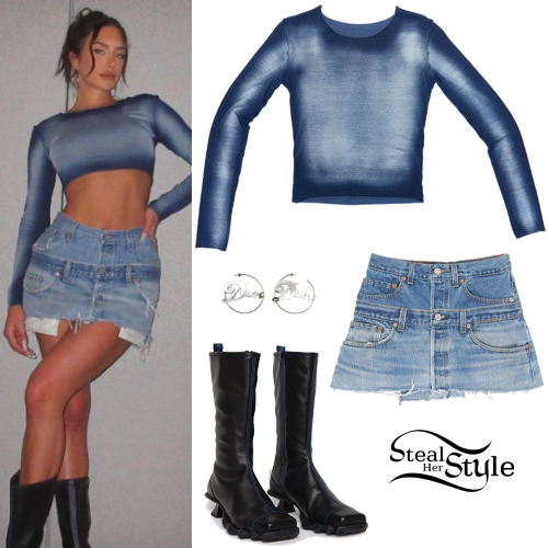 Anastasia Karanikolaou: Blue Crop Top, Denim Skirt

+2023