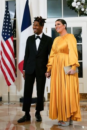 Musician Jon Batiste arrives with his wife Suleika Jaouad for the State Dinner with President Joe Biden and French President Emmanuel Macron at the White House in Washington France, Washington, United States - December 01, 2022