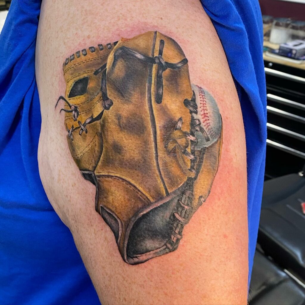 baseball glove tattoo